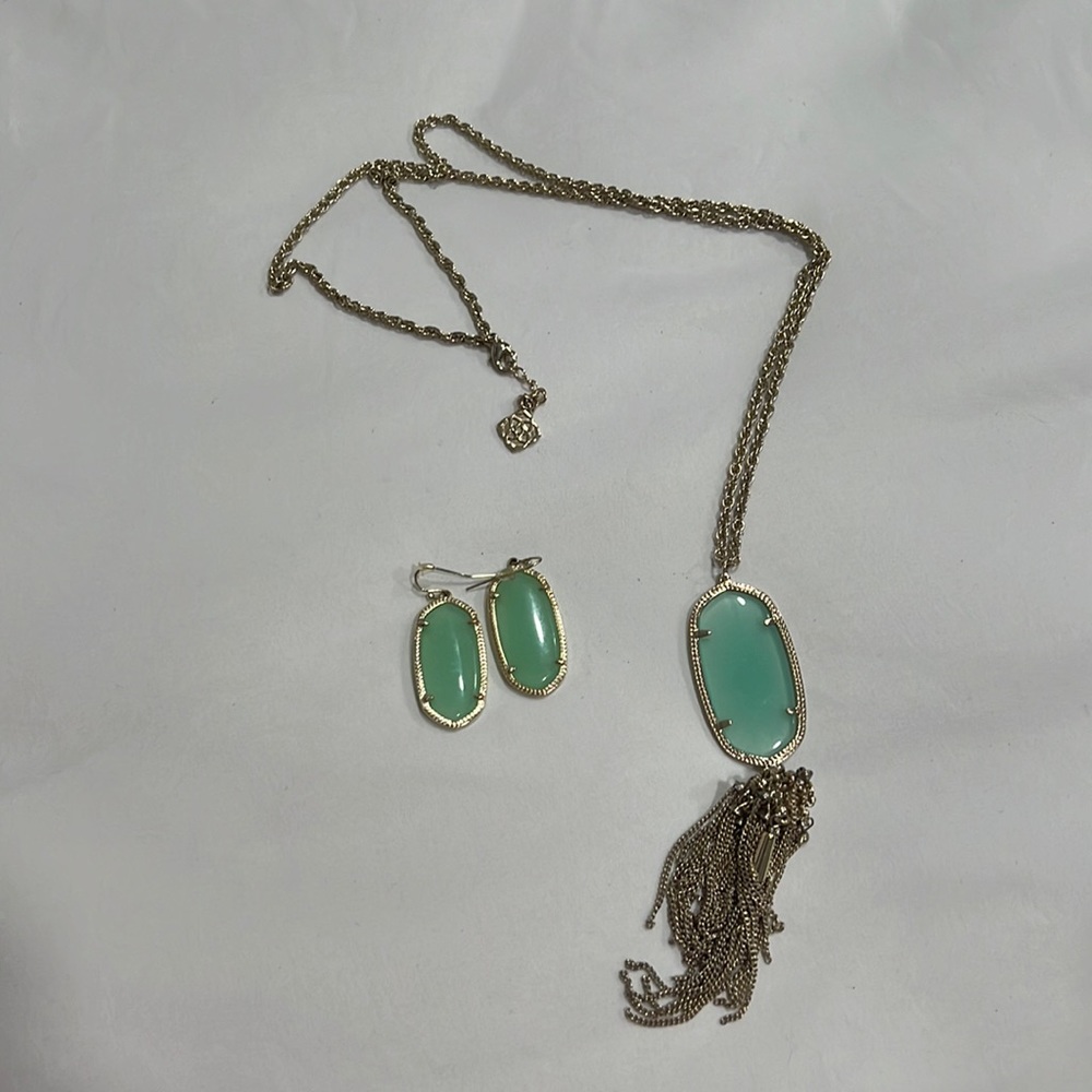 Rayne 14K Goldplated Tassel Necklace & Elle earings